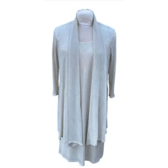 Metallic Sleeveless Shift Dress w/Matching Cardigan Sz 12 by R&M Richards Flowy - Picture 8 of 14